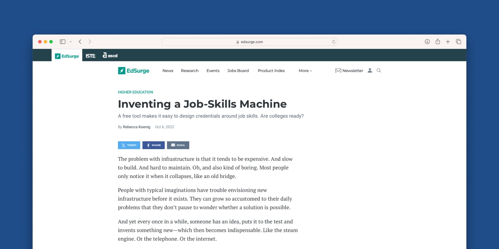 Featured in EdSurge: Inventing a Job-Skills Machine