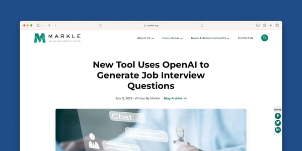 Featured by Markle.org: New Tool Uses OpenAI to Generate Job Interview Questions